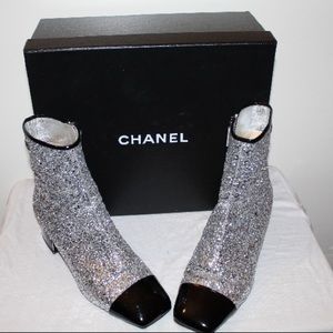 Chanel Glitter Square toe Bootie **Pre-Owned**